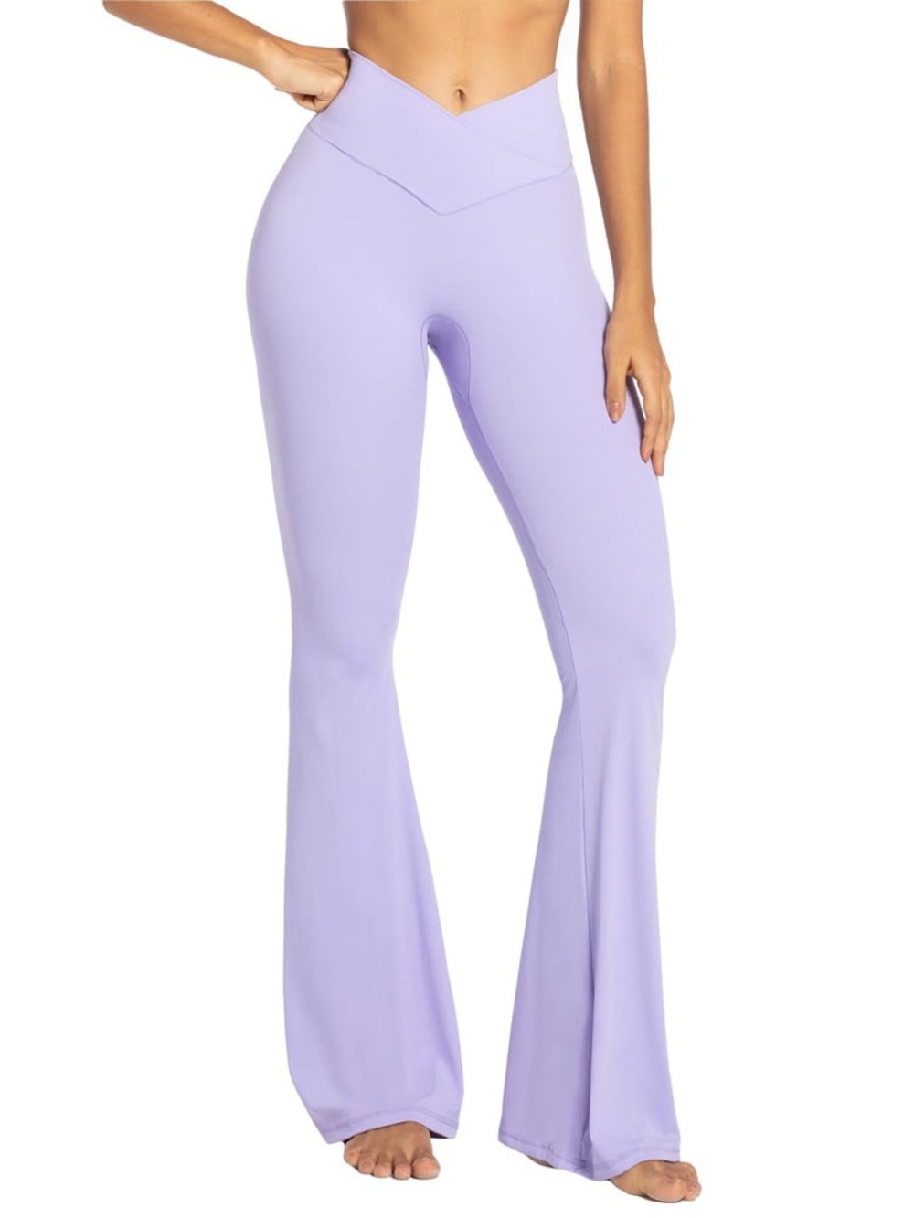 Sunzel V-Waist Lavender Flare Leggings for Women